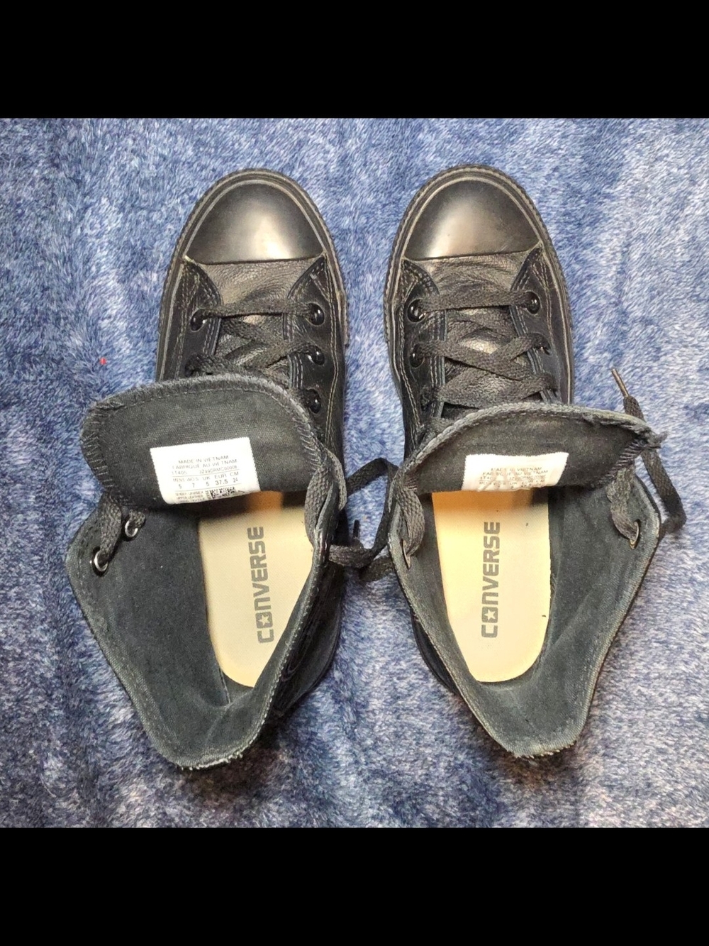 Converse Chuck Taylor All Star Leather High Tops (Black Monochrome) - Picture 5 of 7